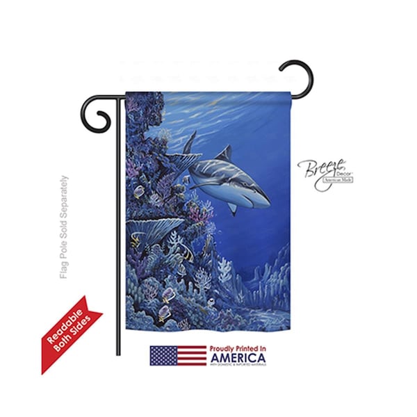 Gardencontrol Beach & Nautical Shark Reef 2-Sided Impression Garden Flag - 13 x 18.5 in. - GA594638