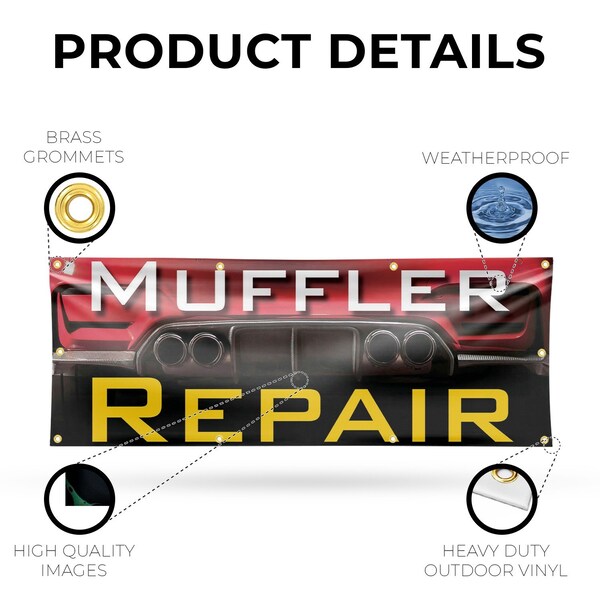 Signmission Muffler Repair, 36 Inch x 96 Inch, Vinyl Banner - B-96-30744