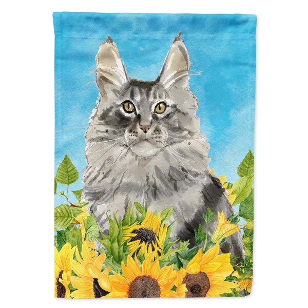 Patioplus Maine Coon in Sunflowers Flag Canvas House Size - PA2551869
