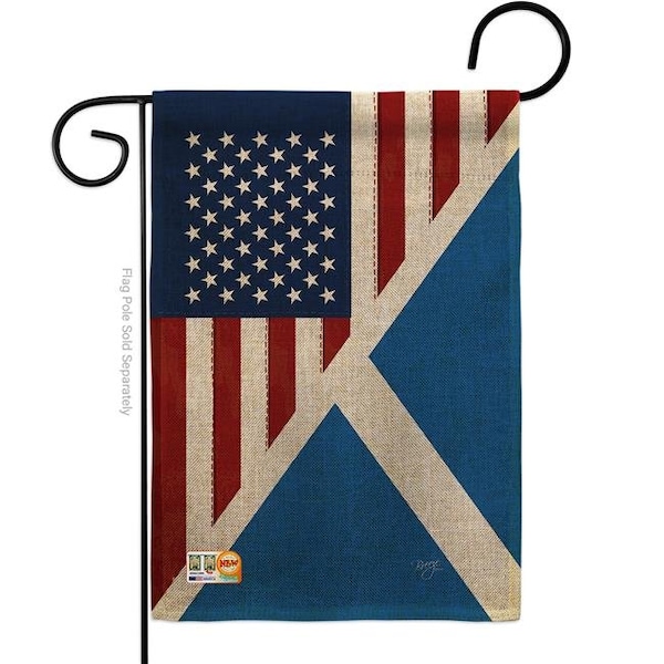 Gardencontrol BD-FS-G-108390-IP-DB-D-US16-BD 13 x 18.5 in. US Scotland Friendship Burlap Flags of the World Impressions Decorative Vertical Double Sided Garden Flag - GA1624001