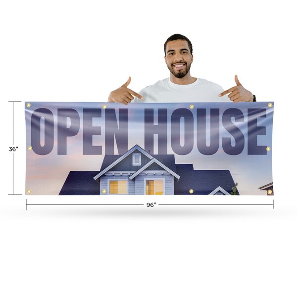 Signmission Open House, 36 Inch x 96 Inch, Vinyl Banner - B-96-30771