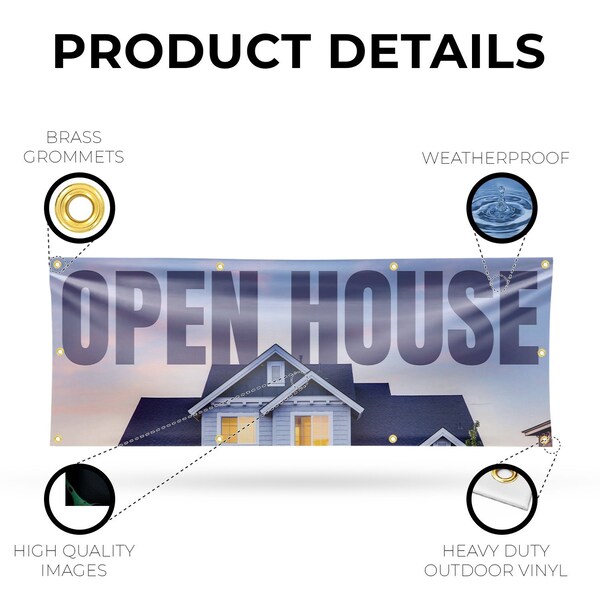 Signmission Open House, 36 Inch x 96 Inch, Vinyl Banner - B-96-30771