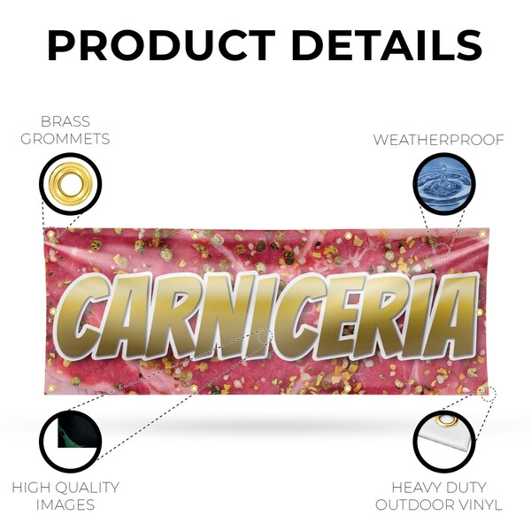 Signmission Carniceria, 36 Inch x 96 Inch, Vinyl Banner - B-96-30504