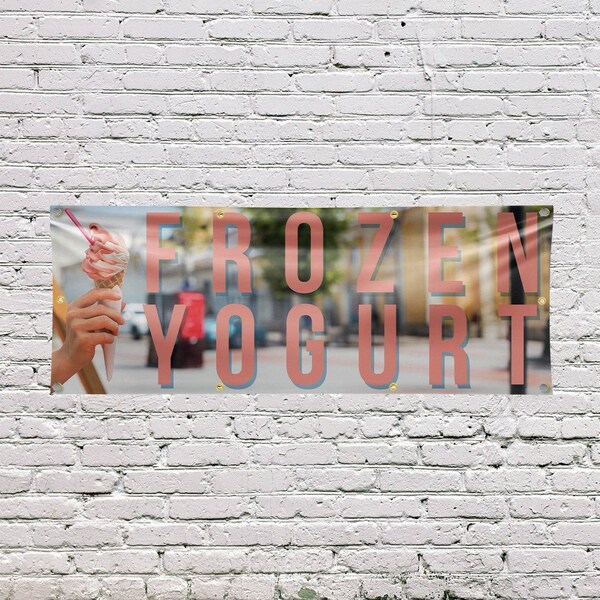 Signmission Frozen Yogurt, 36 Inch x 96 Inch, Vinyl Banner - B-96-30662