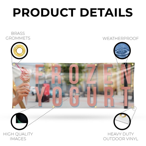 Signmission Frozen Yogurt, 36 Inch x 96 Inch, Vinyl Banner - B-96-30662