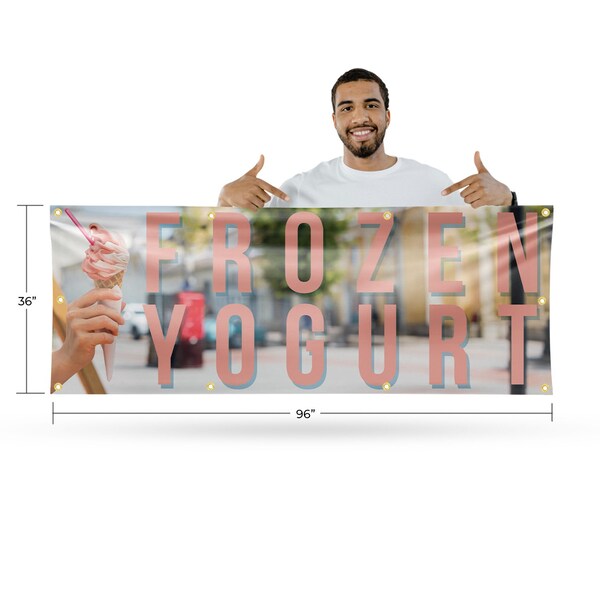 Signmission Frozen Yogurt, 36 Inch x 96 Inch, Vinyl Banner - B-96-30662