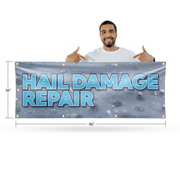 Signmission Hail Damage Repair, 36 Inch x 96 Inch, Vinyl Banner - B-96-30687
