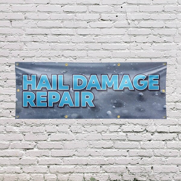 Signmission Hail Damage Repair, 36 Inch x 96 Inch, Vinyl Banner - B-96-30687