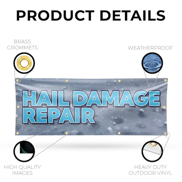 Signmission Hail Damage Repair, 36 Inch x 96 Inch, Vinyl Banner - B-96-30687