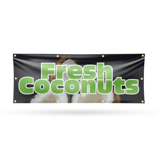 Signmission Fresh Coconuts, 36 Inch x 96 Inch, Vinyl Banner - B-96-30653
