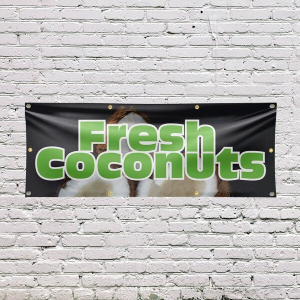 Signmission Fresh Coconuts, 36 Inch x 96 Inch, Vinyl Banner - B-96-30653