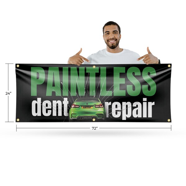 Signmission Paintless Dent Repair, 24 Inch x 72 Inch, Vinyl Banner - B-72-30773