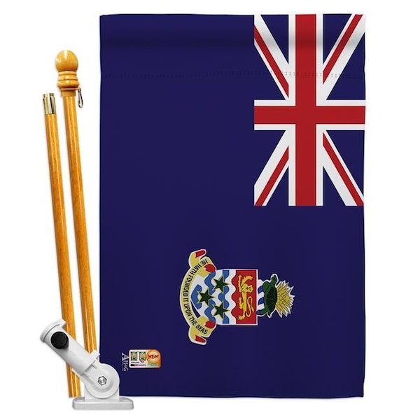 Americana Home & Garden Americana Home & Garden AA-CY-HS-140048-IP-BO-D-US18-AG 28 x 40 in. Cayman Islands Flags of the World Nationality Impressions Decorative Vertical Double Sided House Flag Set & Pole Bracket Hardware Flag Set - HS140048-BO