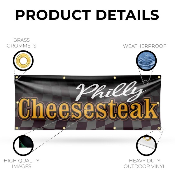 Signmission Philly Cheesesteak, 36 Inch x 96 Inch, Vinyl Banner - B-96-30786