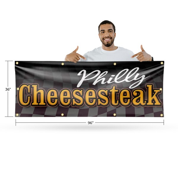 Signmission Philly Cheesesteak, 36 Inch x 96 Inch, Vinyl Banner - B-96-30786