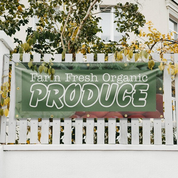 Signmission Farm Fresh Organic Produce, 48 Inch x 120 Inch, Vinyl Banner - B-120-30605