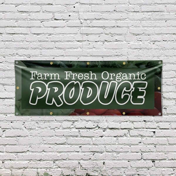 Signmission Farm Fresh Organic Produce, 48 Inch x 120 Inch, Vinyl Banner - B-120-30605