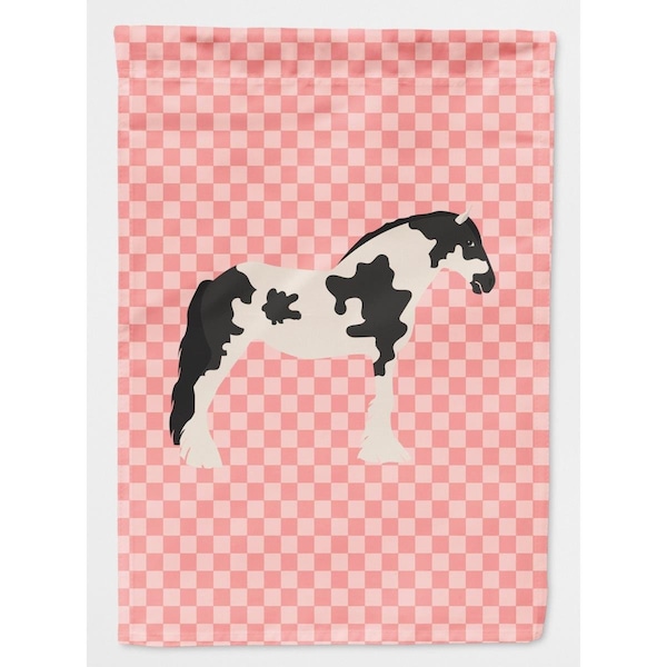 Carolines Treasures Cyldesdale Horse Pink Check Canvas House Flag - BB7912CHF