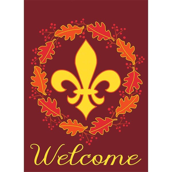 Nunc Patio Supplies 13 x 18 in. Welcome Wreath Polyester Garden Flag - NU3456861