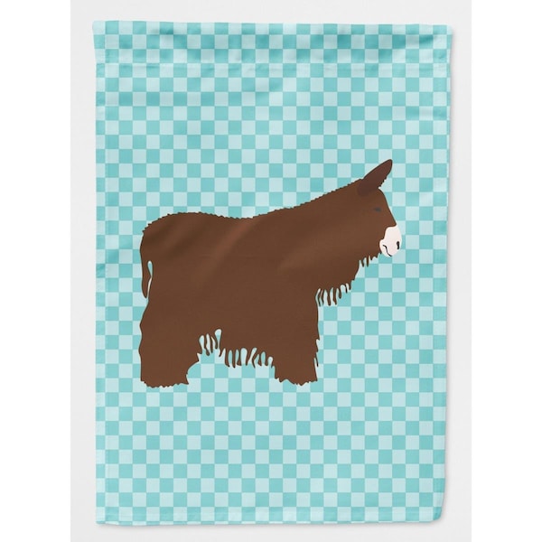 Carolines Treasures Poitou Poiteuin Donkey Blue Check Flag Canvas House - BB8026CHF