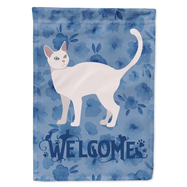 Carolines Treasures 11 x 0.01 x 15 in. Khao Manee No.2 Cat Welcome Flag Garden Size - CK4901GF