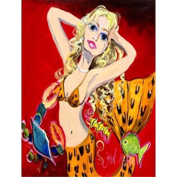 Carolines Treasures Red Mermaid Flag Canvas House Size - JMK1181CHF