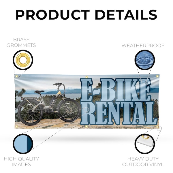 Signmission E Bike Rental, 24 Inch x 72 Inch, Vinyl Banner - B-72-30554
