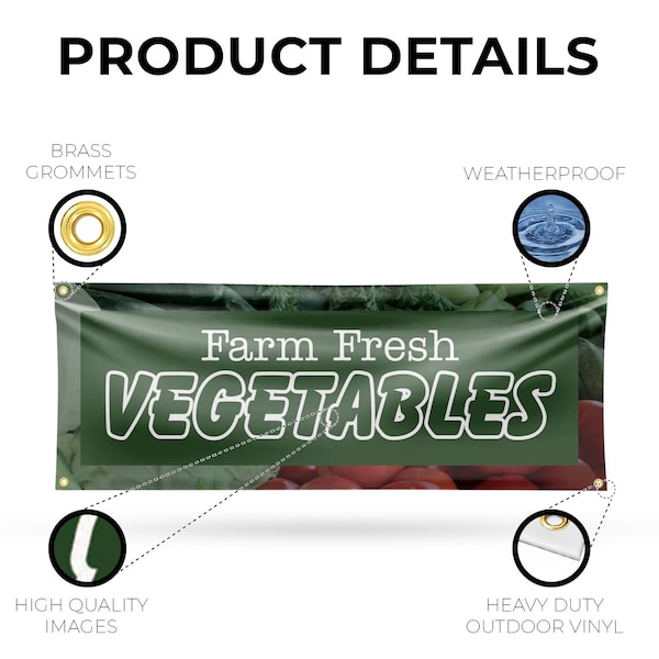 Signmission Farm Fresh Vegetables, 18 Inch x 48 Inch, Vinyl Banner - B-30619