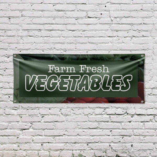 Signmission Farm Fresh Vegetables, 18 Inch x 48 Inch, Vinyl Banner - B-30619