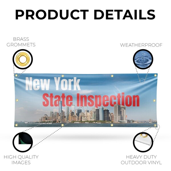 Signmission New York State Inspection, 36 Inch x 96 Inch, Vinyl Banner - B-96-30754