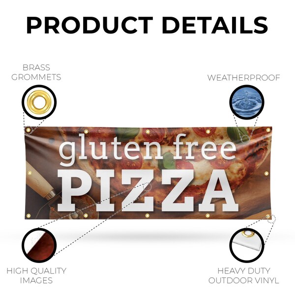 Signmission Gluten Free Pizza, 48 Inch x 120 Inch, Vinyl Banner - B-120-30673