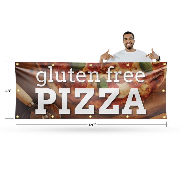 Signmission Gluten Free Pizza, 48 Inch x 120 Inch, Vinyl Banner - B-120-30673