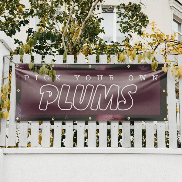 Signmission Pick Your Own Plums, 48 Inch x 120 Inch, Vinyl Banner - B-120-30795