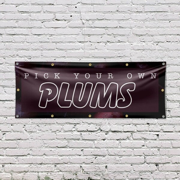 Signmission Pick Your Own Plums, 48 Inch x 120 Inch, Vinyl Banner - B-120-30795