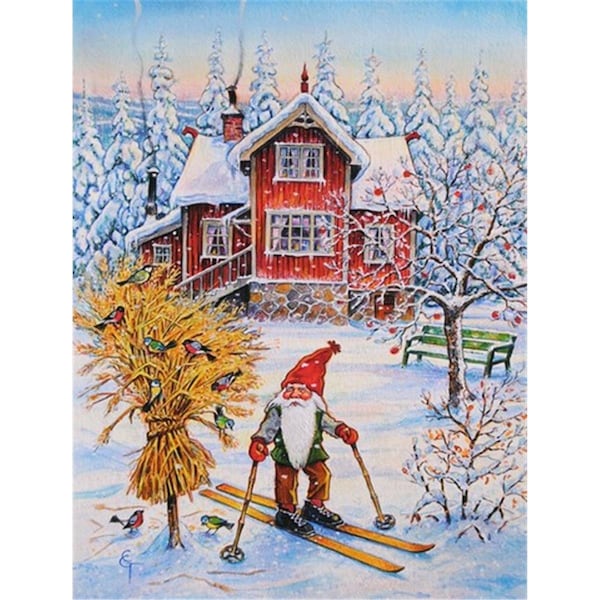 Patioplus Christmas Gnome Skiing Flag Canvas House Size - PA729969