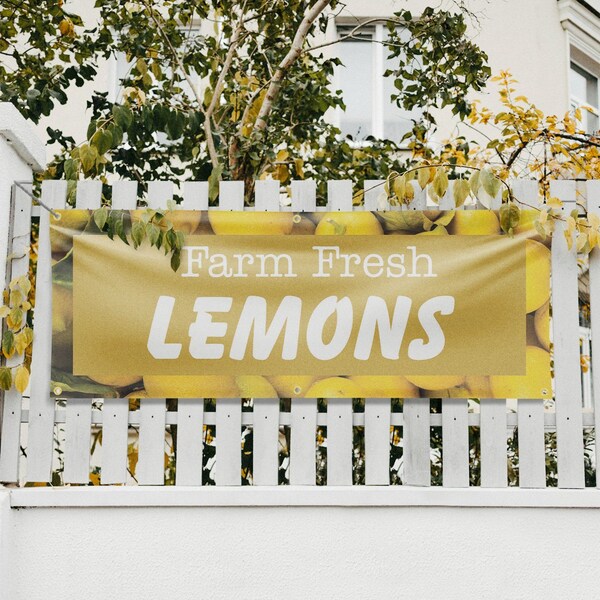 Signmission Farm Fresh Lemons, 24 Inch x 72 Inch, Vinyl Banner - B-72-30599