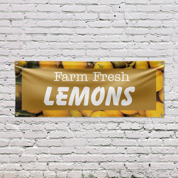 Signmission Farm Fresh Lemons, 24 Inch x 72 Inch, Vinyl Banner - B-72-30599