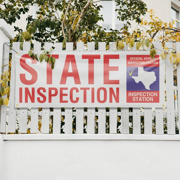 Signmission Texas State Inspection, 18 Inch x 48 Inch, Vinyl Banner - B-30885