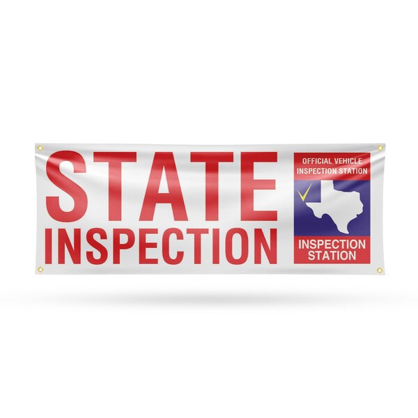 Signmission Texas State Inspection, 18 Inch x 48 Inch, Vinyl Banner - B-30885