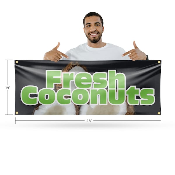 Signmission Fresh Coconuts, 18 Inch x 48 Inch, Vinyl Banner - B-30653