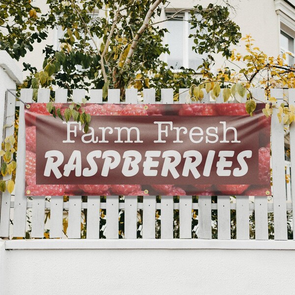 Signmission Farm Fresh Raspberries, 24 Inch x 72 Inch, Vinyl Banner - B-72-30614