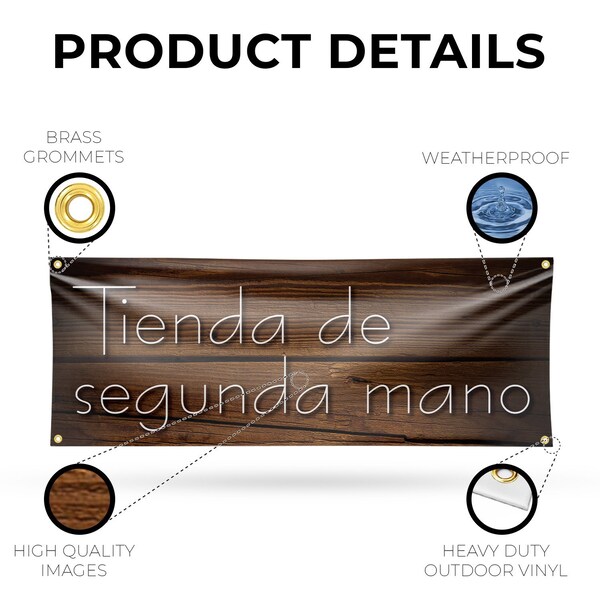Signmission Tienda de Segunda Mano, 18 Inch x 48 Inch, Vinyl Banner - B-30890