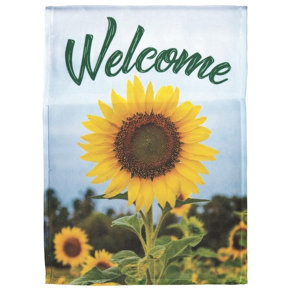 Dicksons 13 x 18 in Flag Print Welcome Sunflower Polyester Garden - M080082
