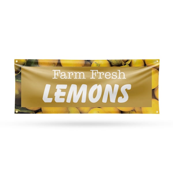 Signmission Farm Fresh Lemons, 18 Inch x 48 Inch, Vinyl Banner - B-30599