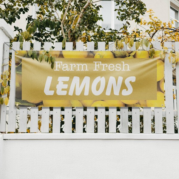 Signmission Farm Fresh Lemons, 18 Inch x 48 Inch, Vinyl Banner - B-30599