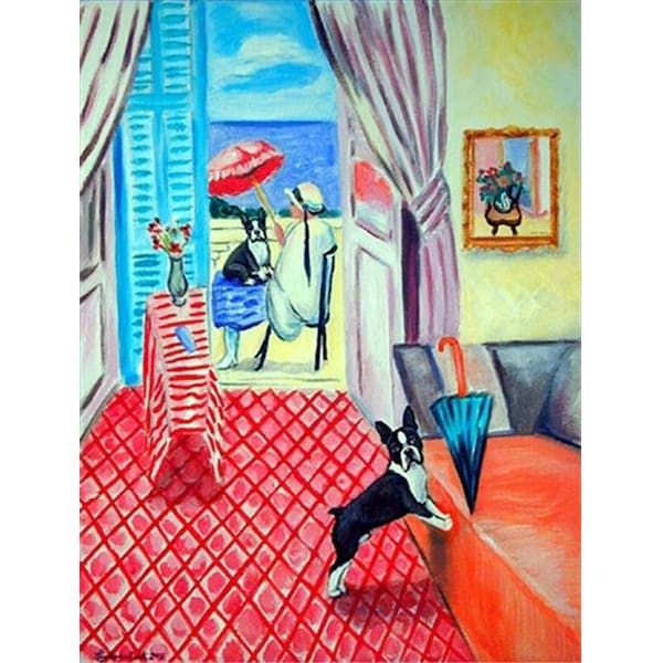 Patioplus Lady with her Boston Terrier Flag - Garden Size; 11 x 15 in. - PA247098