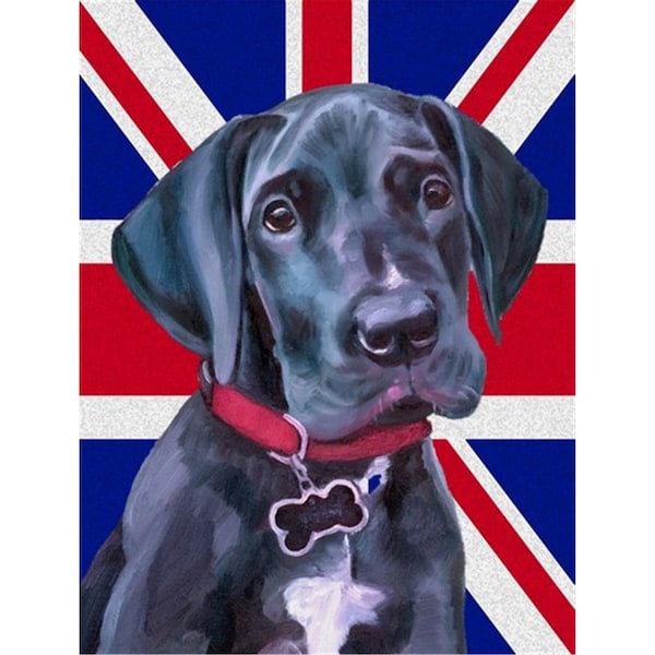 Patioplus Black Great Dane Puppy With English Union Jack British Flag Flag Garden Size - PA251663