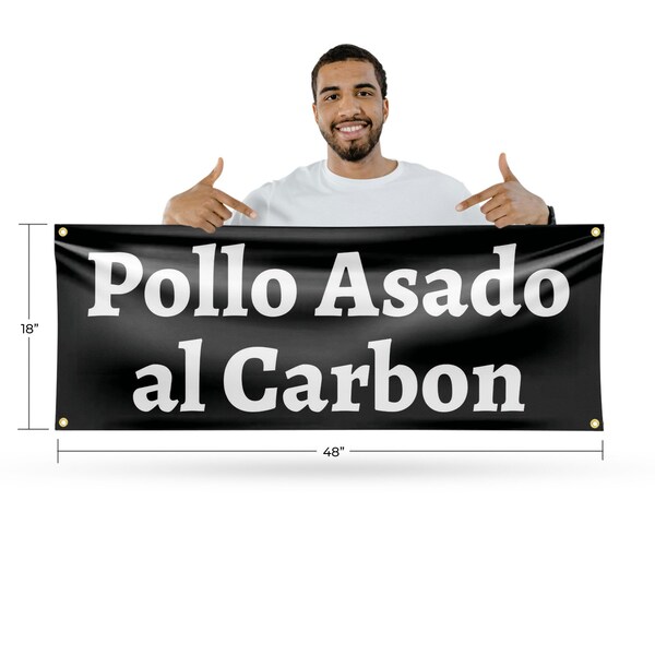 Signmission Pollo Assado al Carbon, 18 Inch x 48 Inch, Vinyl Banner - B-30811