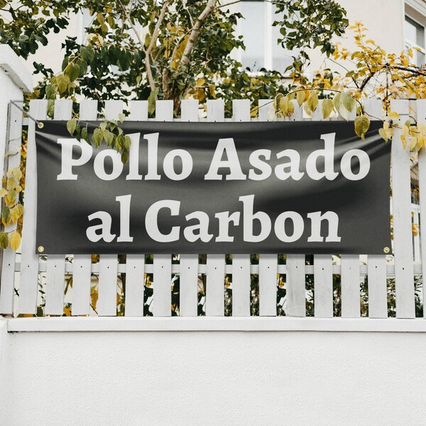 Signmission Pollo Assado al Carbon, 18 Inch x 48 Inch, Vinyl Banner - B-30811