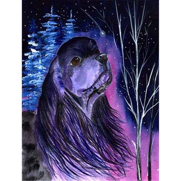 Patioplus Starry Night Cocker Spaniel Canvas Flag - House Size, 28 x 40 in. - PA2554454
